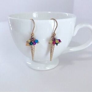 Rosantica 925 Italy Ice Cream Cone Dangle Earrings Multicolor Beads